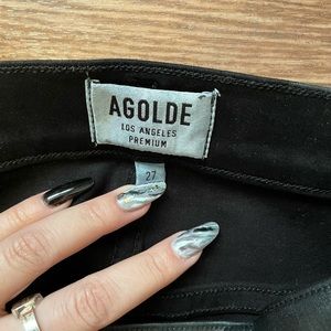 AGOLDE LYDIA SKIRT IN BLACK LEATHER